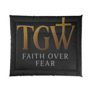 Faith Over Fear Comforter | Inspirational Bedding for a Cozy Home, Motivational Bedroom Decor, Modern Home