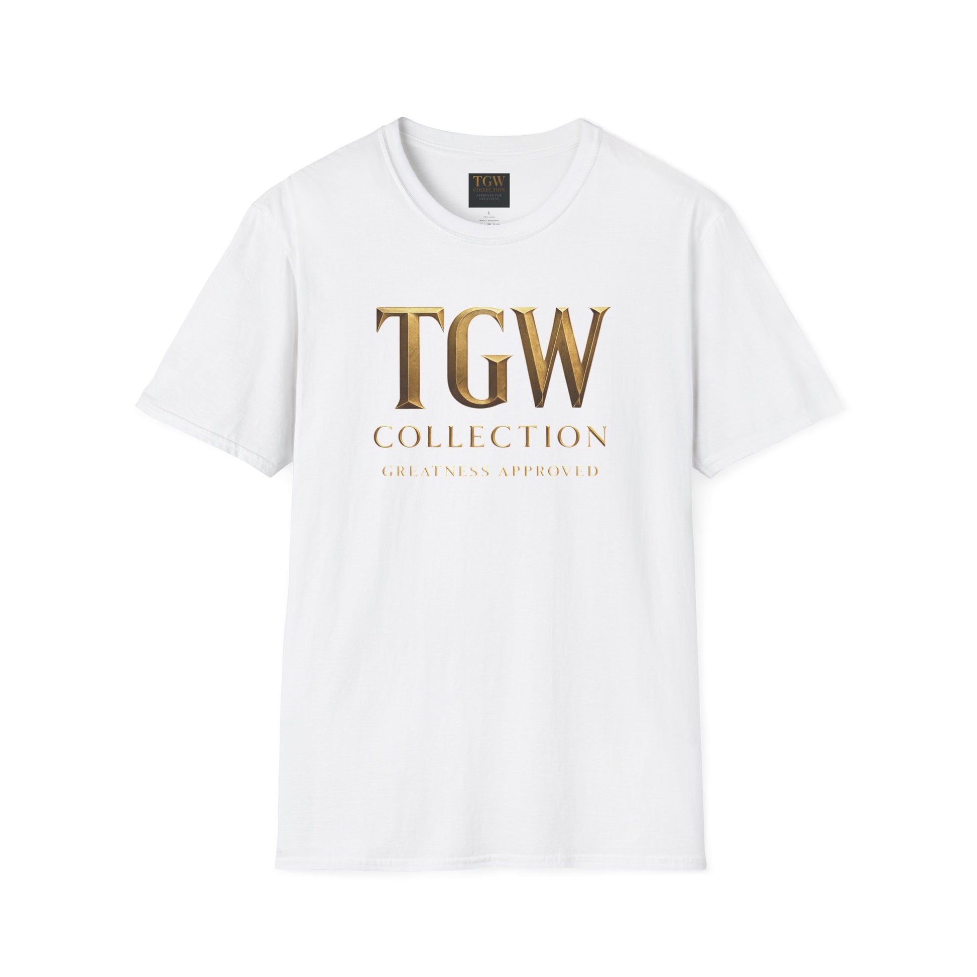 Elegant Gold Lettering Soft style T-Shirt, Casual Tee, Stylish Apparel, Gift for Fashion Lovers, Everyday Wear