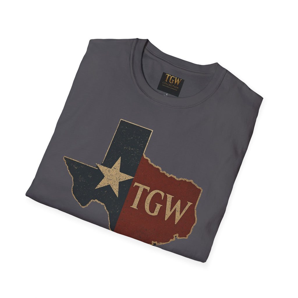 Texas Flag Outline T-Shirt with TGW Monogram — Rustic Lone Star Graphic Tee