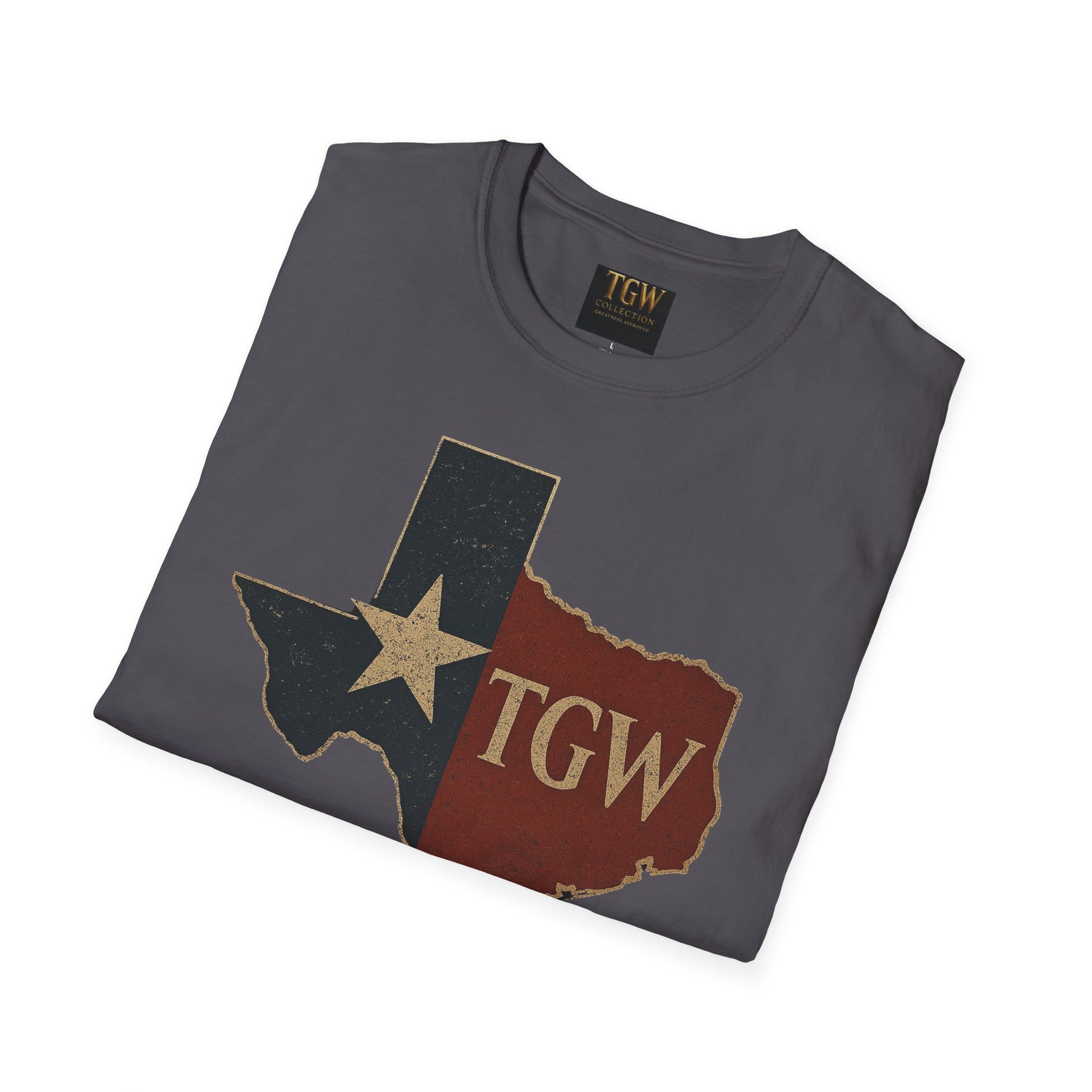 Texas Flag Outline T-Shirt with TGW Monogram — Rustic Lone Star Graphic Tee