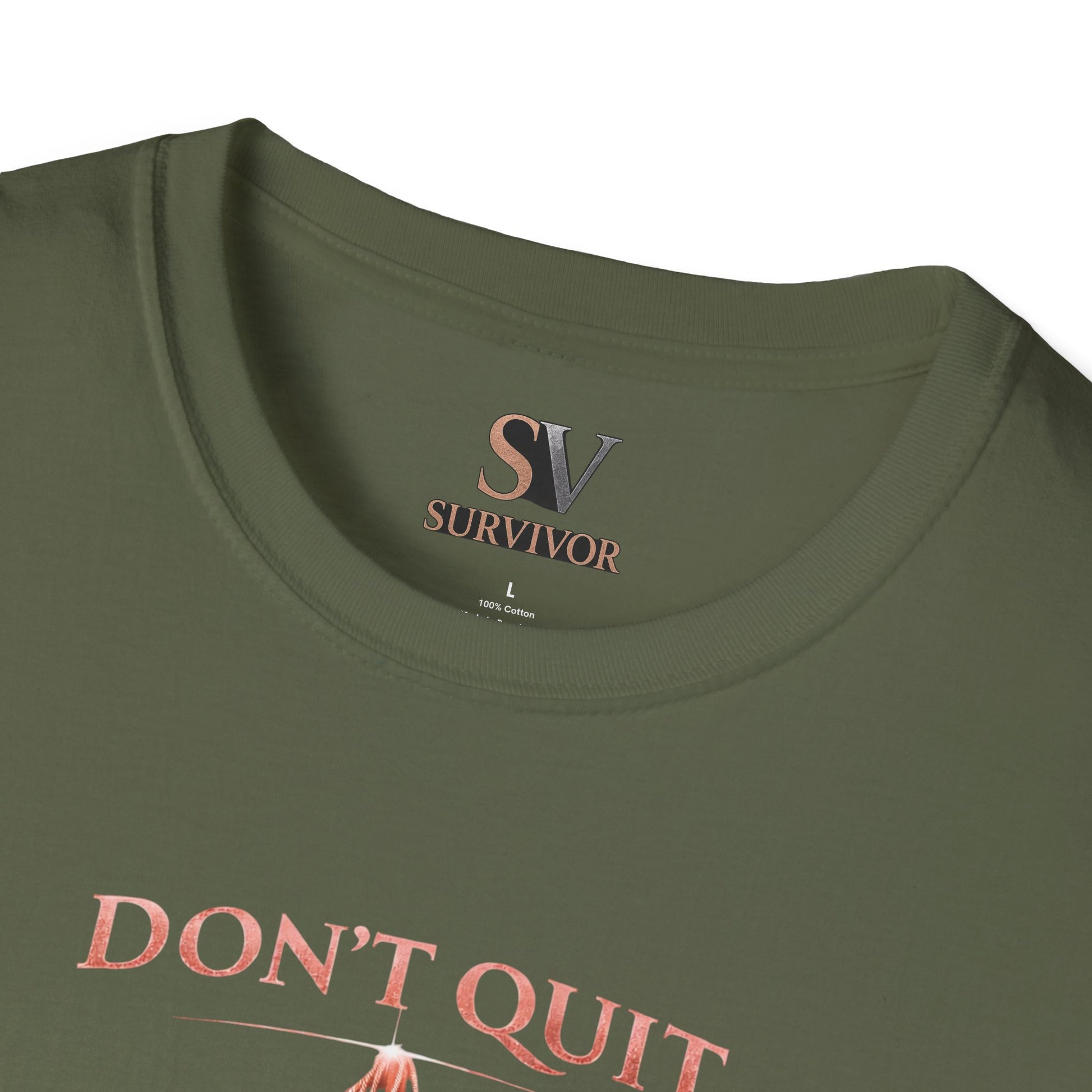 Rose Gold Energy Fight and Never Quit -  Softstyle T-Shirt