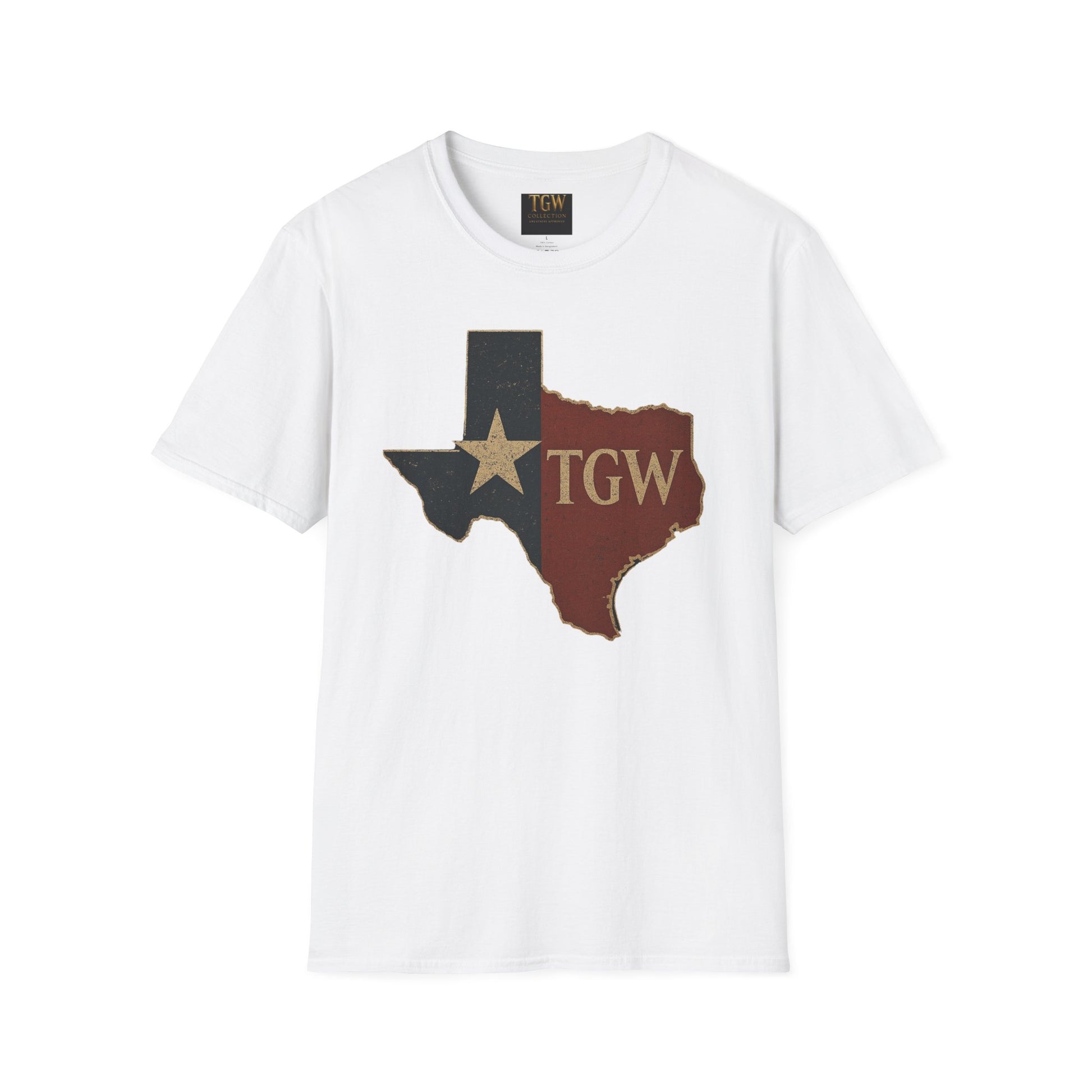 Texas Flag Outline T-Shirt with TGW Monogram — Rustic Lone Star Graphic Tee