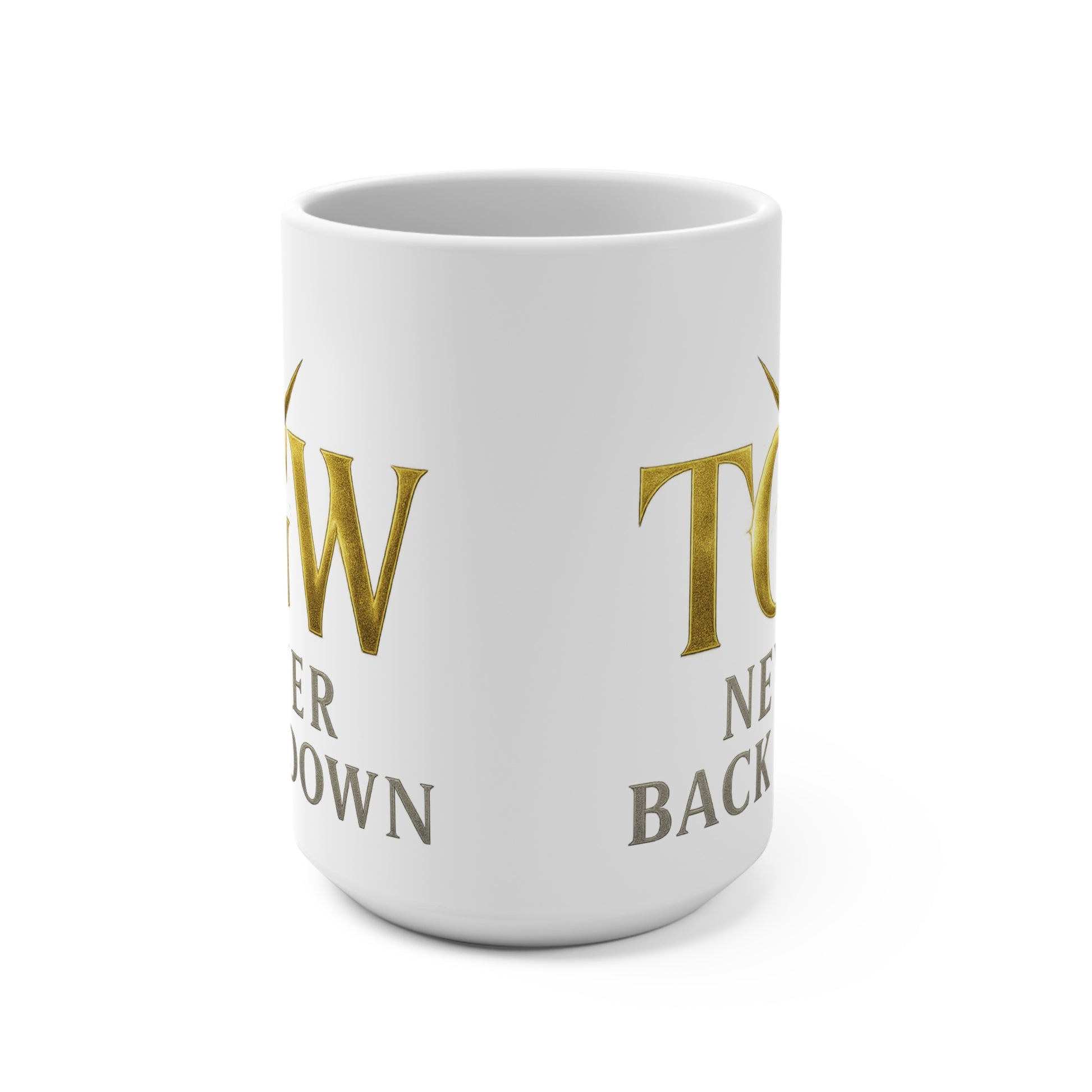 Inspirational Mug - "Never Back Down" Coffee Cup for Motivation, Gift for Friends, Self-Care, Office Decor, Motivational Gift