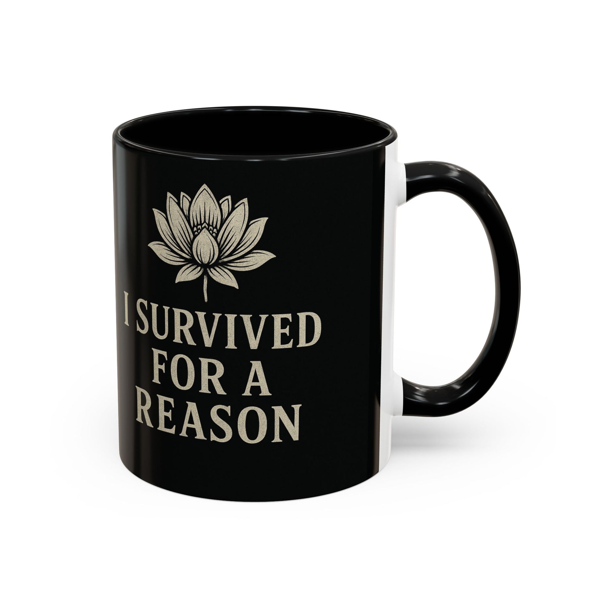 Inspirational Coffee Mug - I Survived for a Reason, Motivational Gift, Personalized Tea Cup, Positive Affirmation, Self-Care Mug