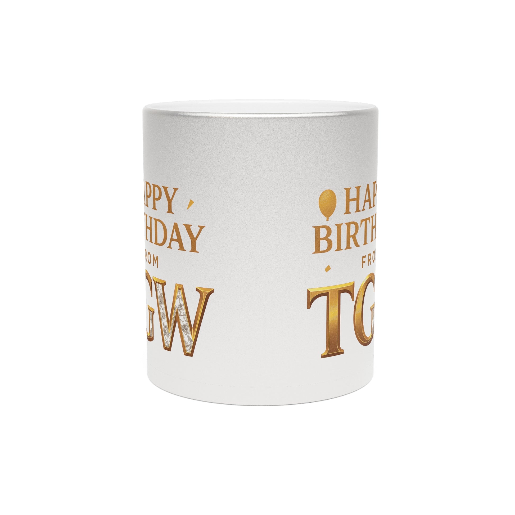 Birthday Celebration Metallic Mug, Personalized Silver/Gold Coffee Cup, Unique Gift, Special Occasion Drinkware, Holiday