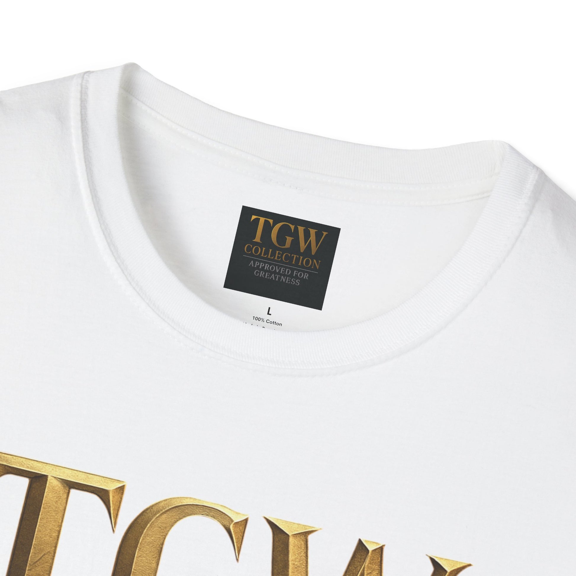 Elegant Gold Lettering Soft style T-Shirt, Casual Tee, Stylish Apparel, Gift for Fashion Lovers, Everyday Wear