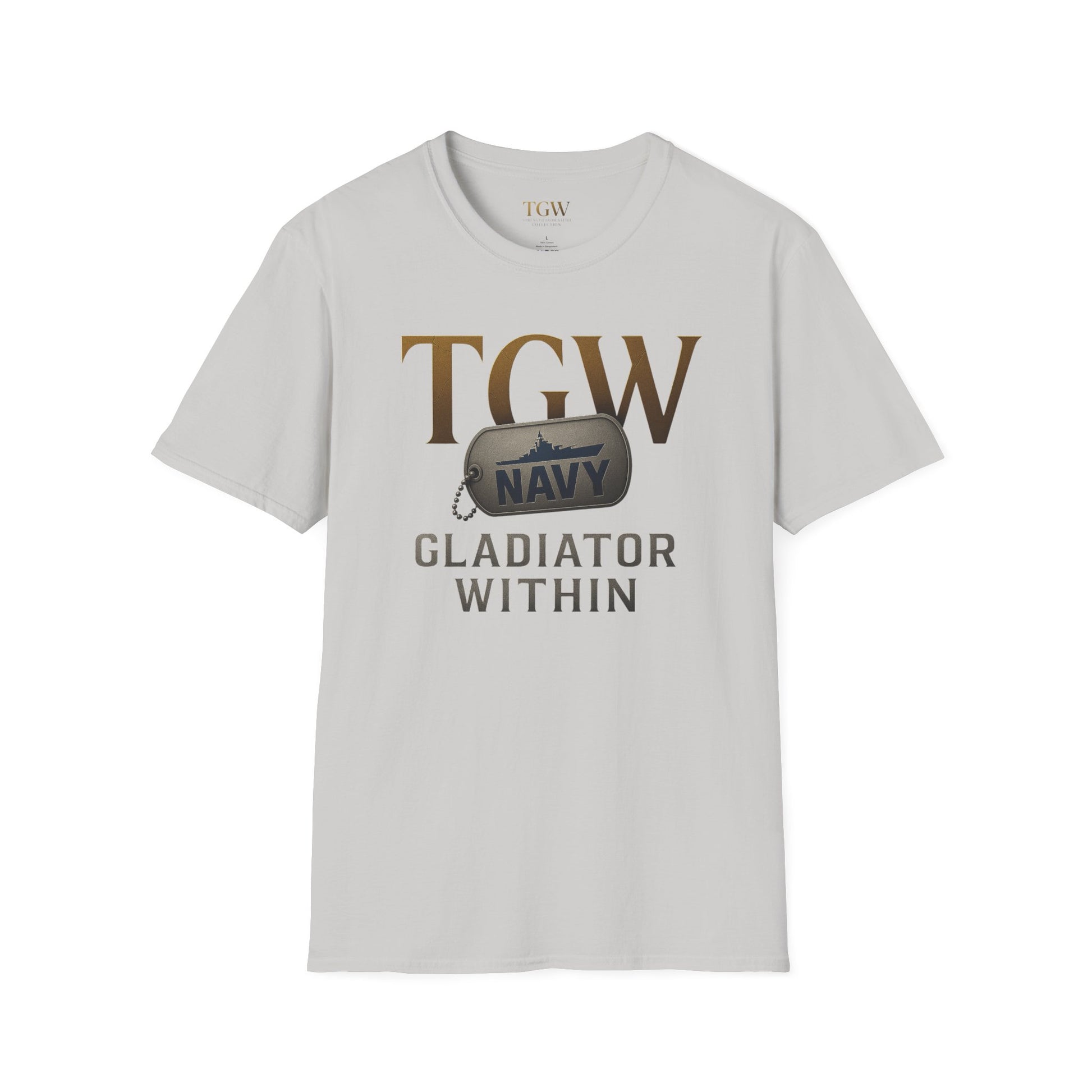 Navy Gladiator Within T-Shirt, Softstyle Tee for Veterans, Motivational Shirt, Gift for Military Families, Casual Everyday Wear