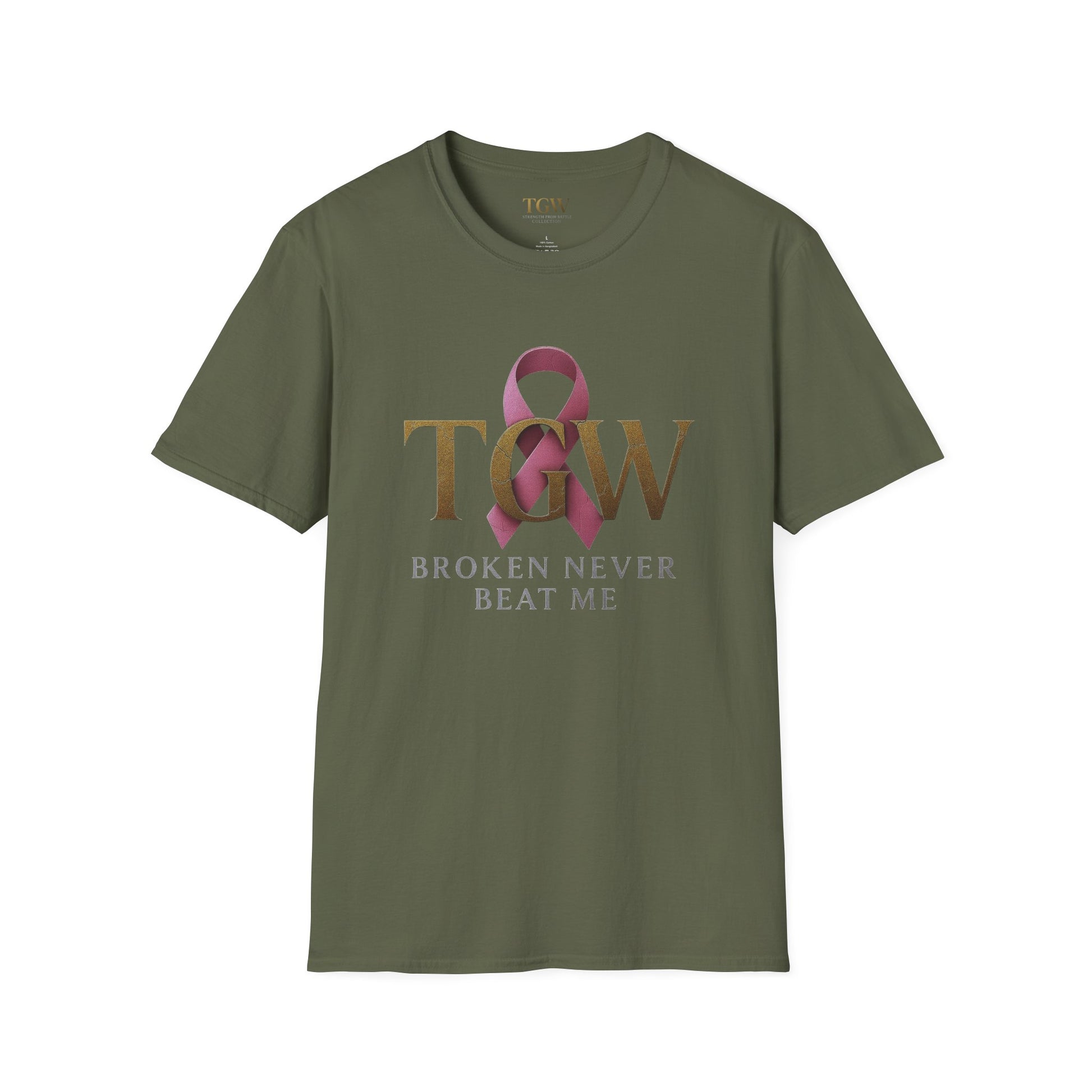 Inspirational T-Shirt: "Broken Never Beat Me" | Motivation, Support, Awareness, Gift for Her, Cancer Survivor