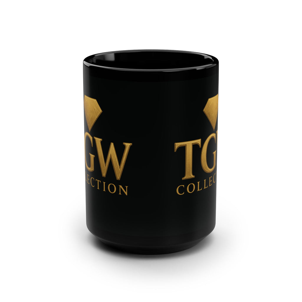 Elegant Black Mug with Golden Logo, Coffee Lover Gift, Stylish Tea Cup, Home Office Decor, Birthday Present Idea