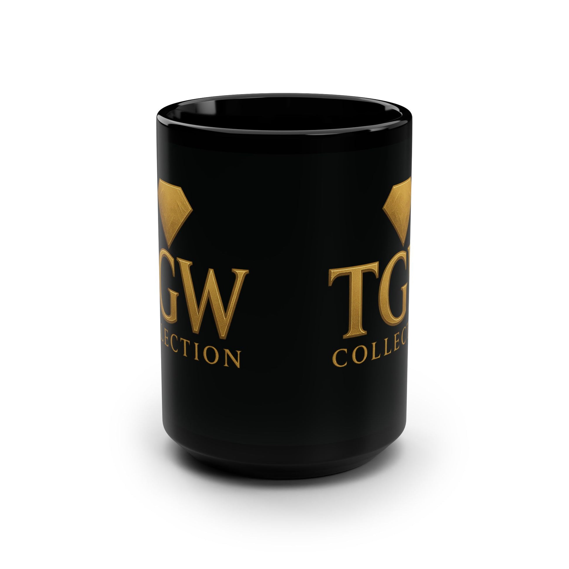 Elegant Black Mug with Golden Logo, Coffee Lover Gift, Stylish Tea Cup, Home Office Decor, Birthday Present Idea