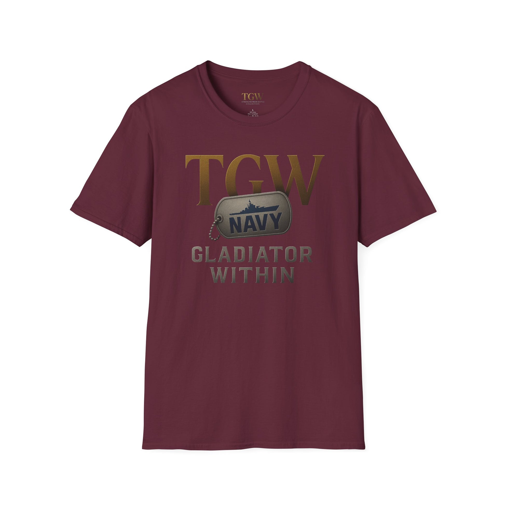 Navy Gladiator Within T-Shirt, Softstyle Tee for Veterans, Motivational Shirt, Gift for Military Families, Casual Everyday Wear