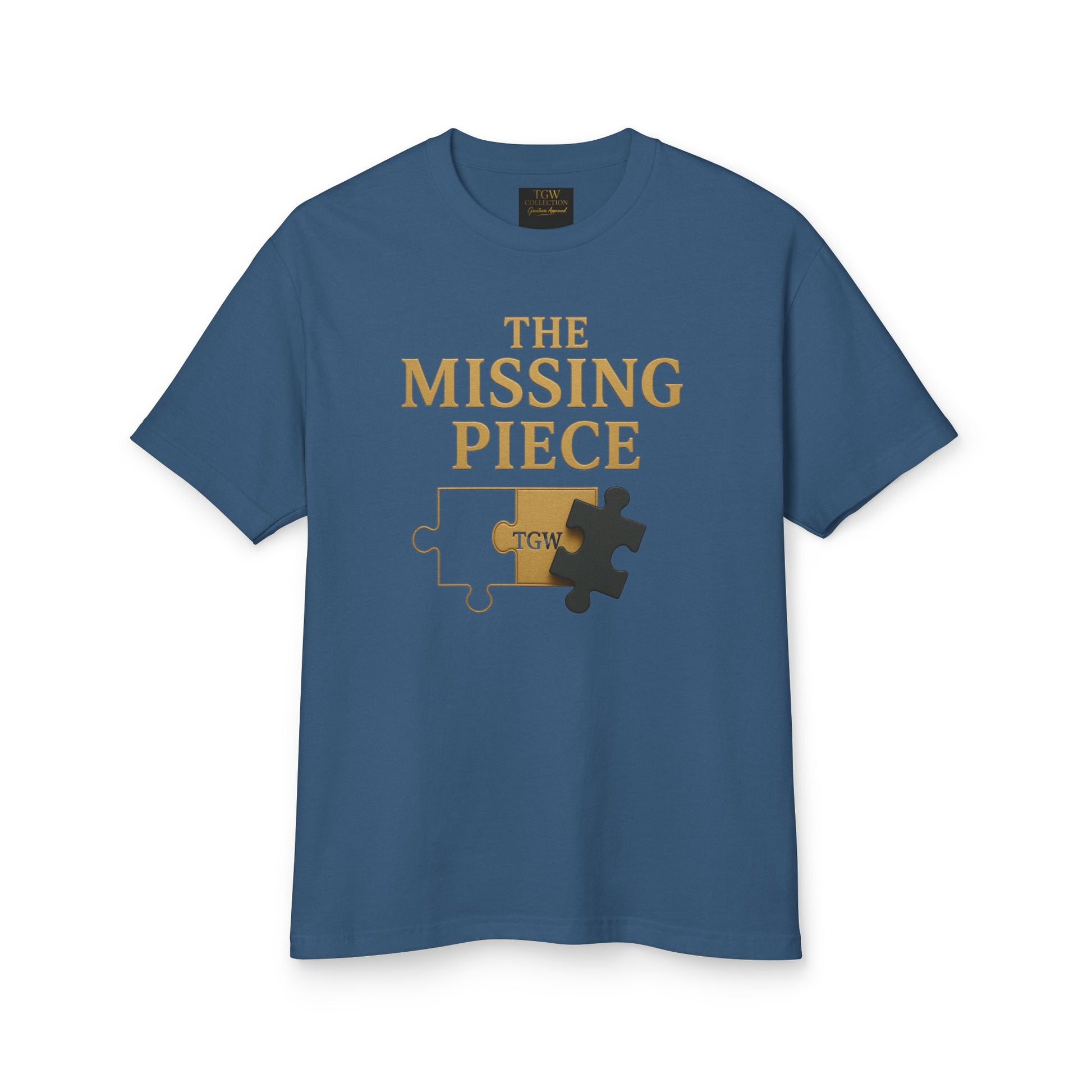 Puzzle-Themed Heavyweight Cotton Tee, Casual Wear