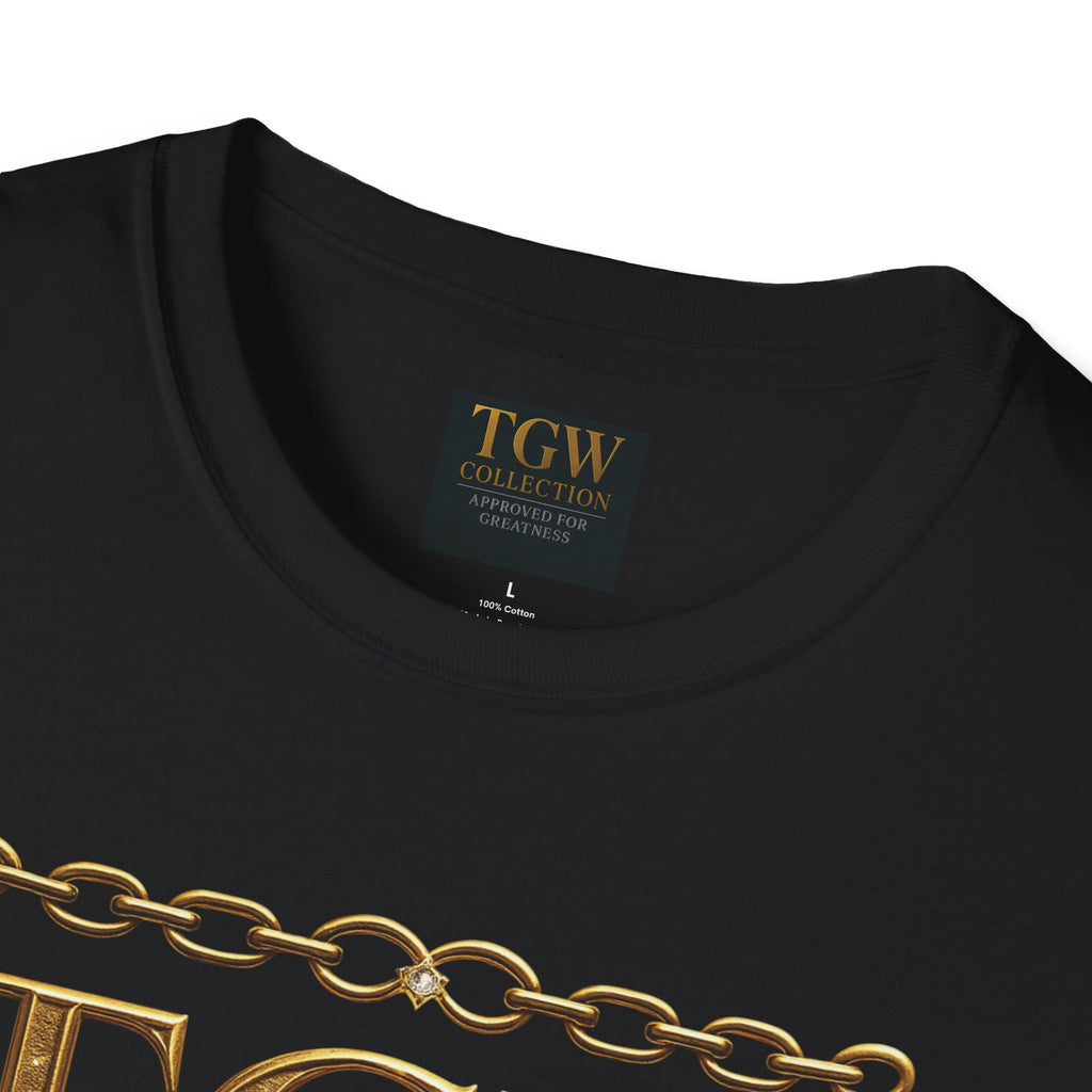 Gold Chain Text T-Shirt, Stylish Tee, Casual Wear, Motivational Shirt