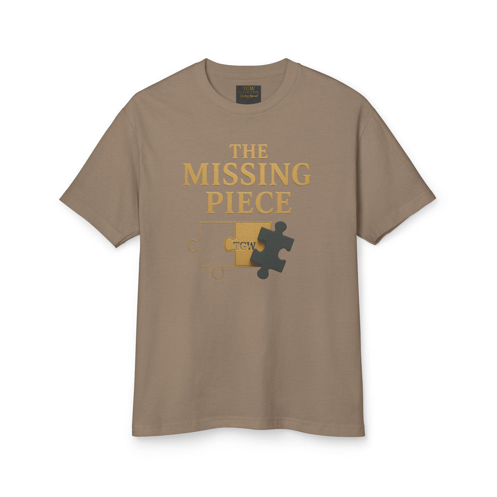 Puzzle-Themed Heavyweight Cotton Tee, Casual Wear