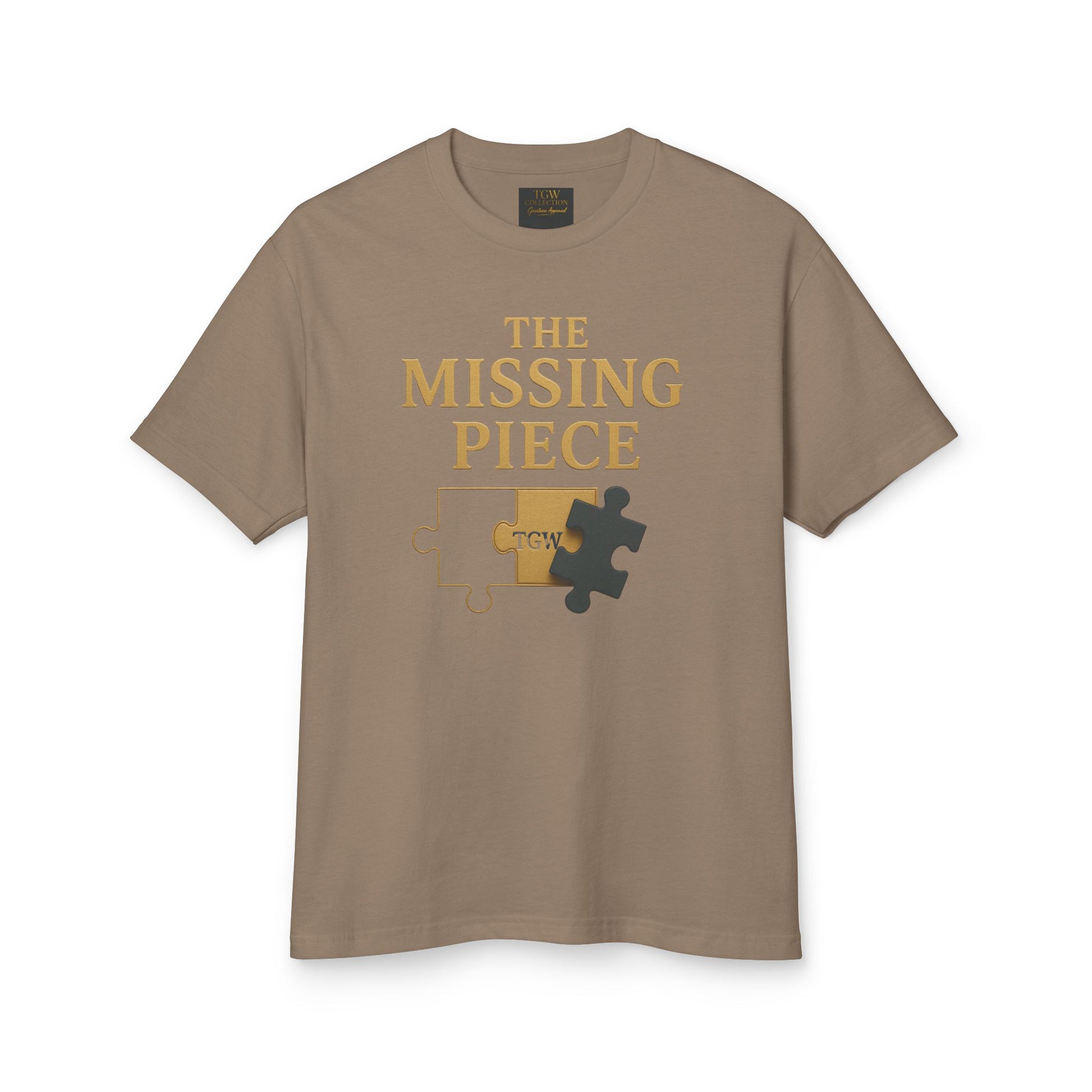 Puzzle-Themed Heavyweight Cotton Tee, Casual Wear
