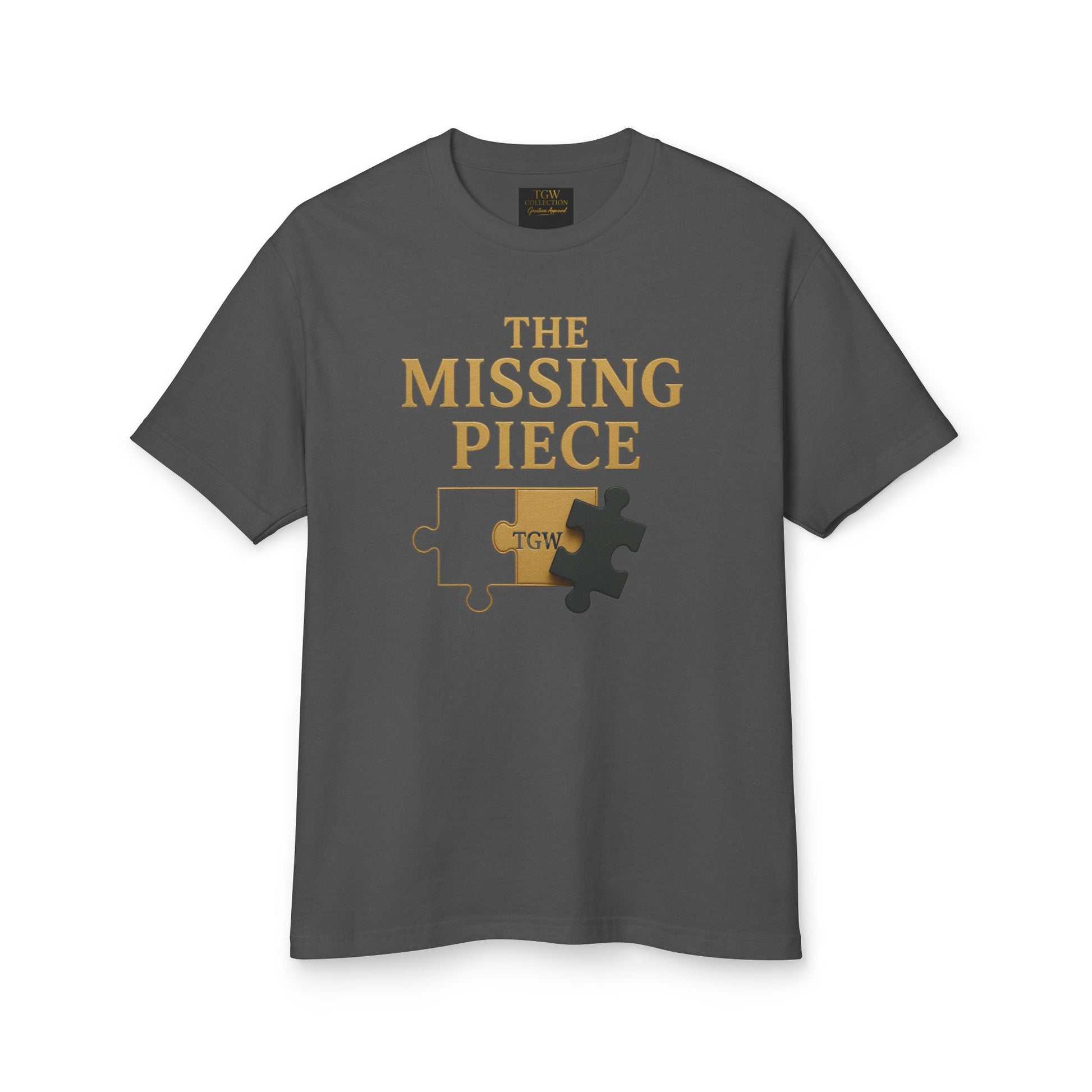 Puzzle-Themed Heavyweight Cotton Tee, Casual Wear