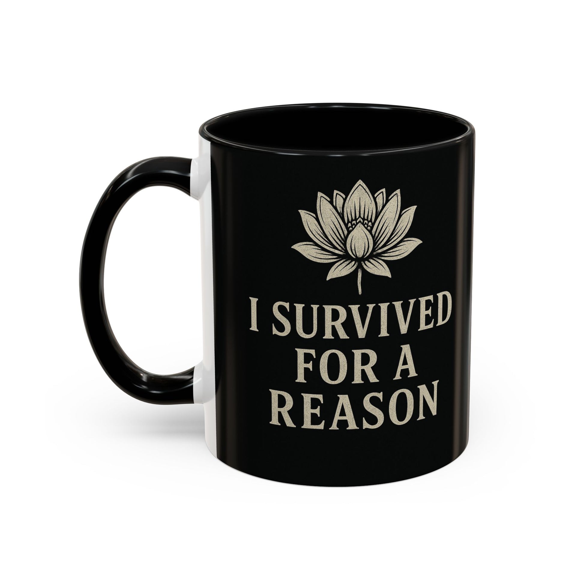 Inspirational Coffee Mug - I Survived for a Reason, Motivational Gift, Personalized Tea Cup, Positive Affirmation, Self-Care Mug