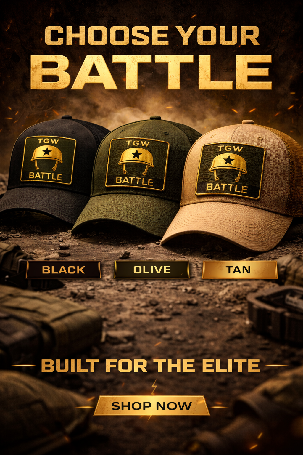 TGW “BATTLE” Structured Cap Mid Profile Baseball Cap